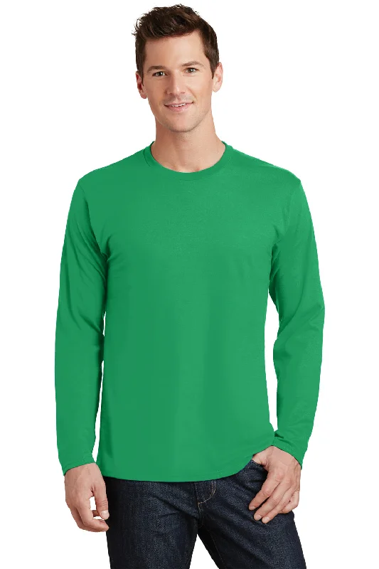 trendy short sleeve shirt for relaxed vibes -Port & Company Mens Fan Favorite Long Sleeve Crewneck T-Shirt - Athletic Kelly Green