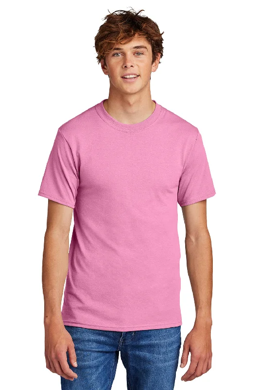 loose short sleeve cotton shirt -Port & Company Mens Core Short Sleeve Crewneck T-Shirt - Candy Pink