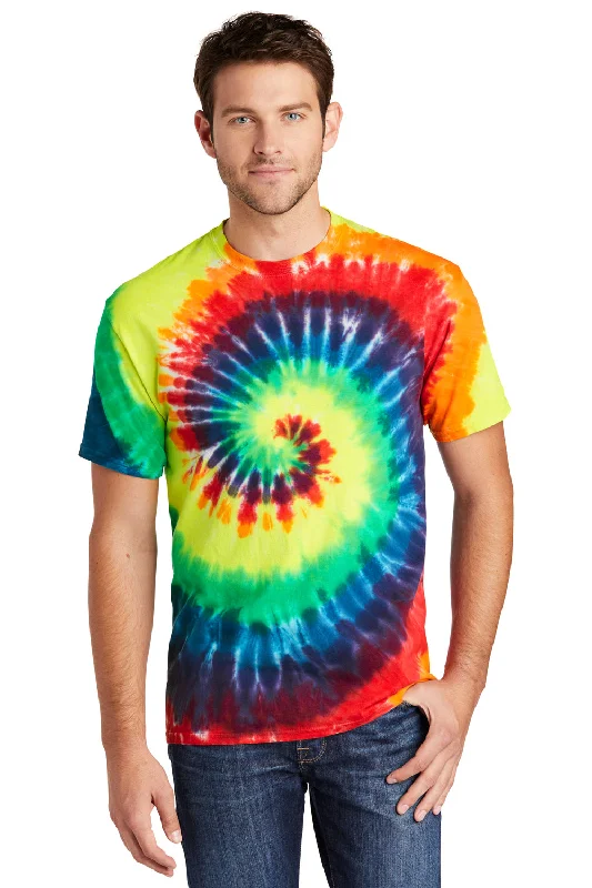 trendy short sleeve blouse for women -Port & Company Mens Tie-Dye Short Sleeve Crewneck T-Shirt - Rainbow