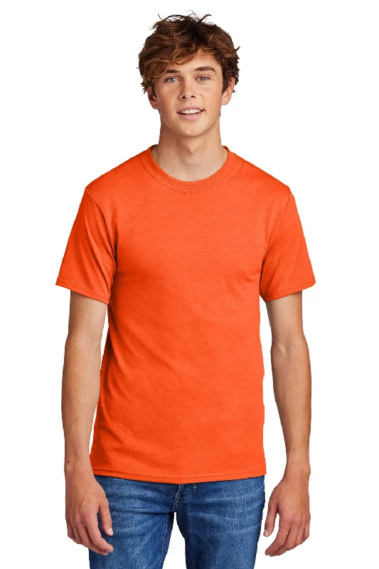 short sleeve t-shirt for chic casual looks -Port & Company Mens Core Short Sleeve Crewneck T-Shirt - Safety Orange