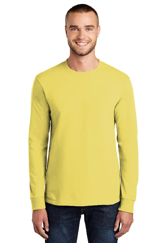 summer-ready short sleeve polo shirt -Port & Company Mens Essential Long Sleeve Crewneck T-Shirt - Yellow