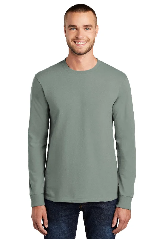 high-performance short sleeve t-shirt for sports -Port & Company Mens Essential Long Sleeve Crewneck T-Shirt - Stonewashed Green