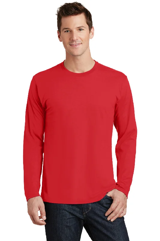 relaxed fit short sleeve t-shirt for kids -Port & Company Mens Fan Favorite Long Sleeve Crewneck T-Shirt - Bright Red