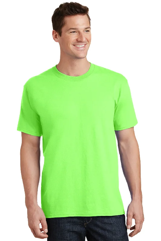 fashionable loose short sleeve shirt -Port & Company Mens Core Short Sleeve Crewneck T-Shirt - Neon Green