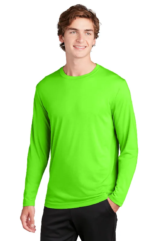 high-quality cotton short sleeve t-shirt -Sport-Tek Mens Competitor Moisture Wicking Long Sleeve Crewneck T-Shirt - Neon Green