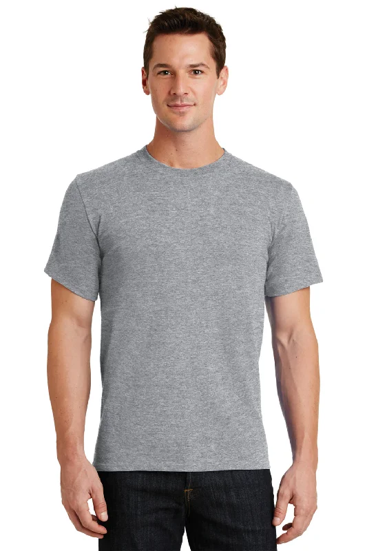 classic short sleeve button-down shirt -Port & Company Mens Essential Short Sleeve Crewneck T-Shirt - Heather Grey