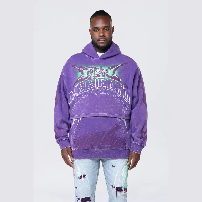 hoodie for night outs -Big and Tall - Dropped Shoulder 2-Fer Dystopian Hoodie - Prism Violet