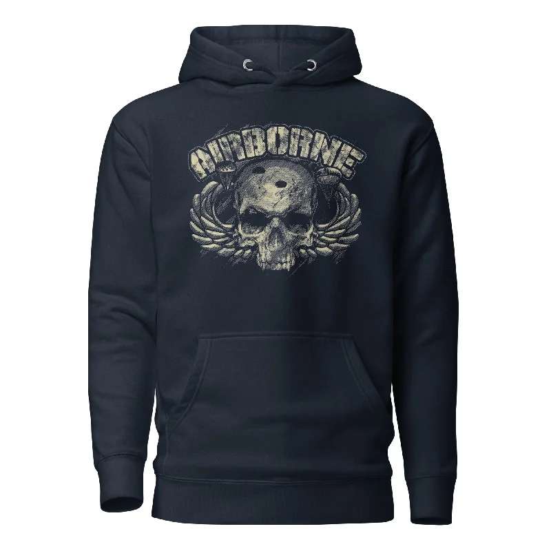 hoodie with sleek design -CLT - Airborne Skull Hoodie