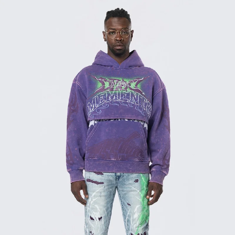 hoodie for warmth and style -Dropped Shoulder 2-Fer Dystopian Hoodie - Prism Violet