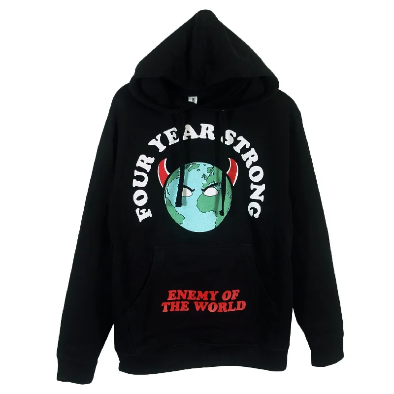 casual hoodie with pockets -Enemy Of The World Black - Pullover