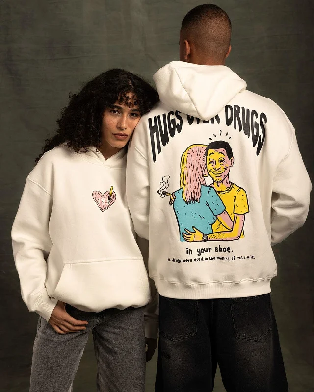 hoodie for winter fashion -Hugs Over Drugs Hoodie