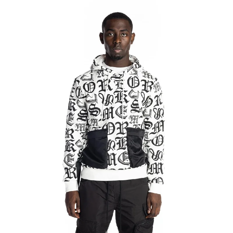 hoodie with a plush interior -Monogram Fashion Hoodie - White/Black