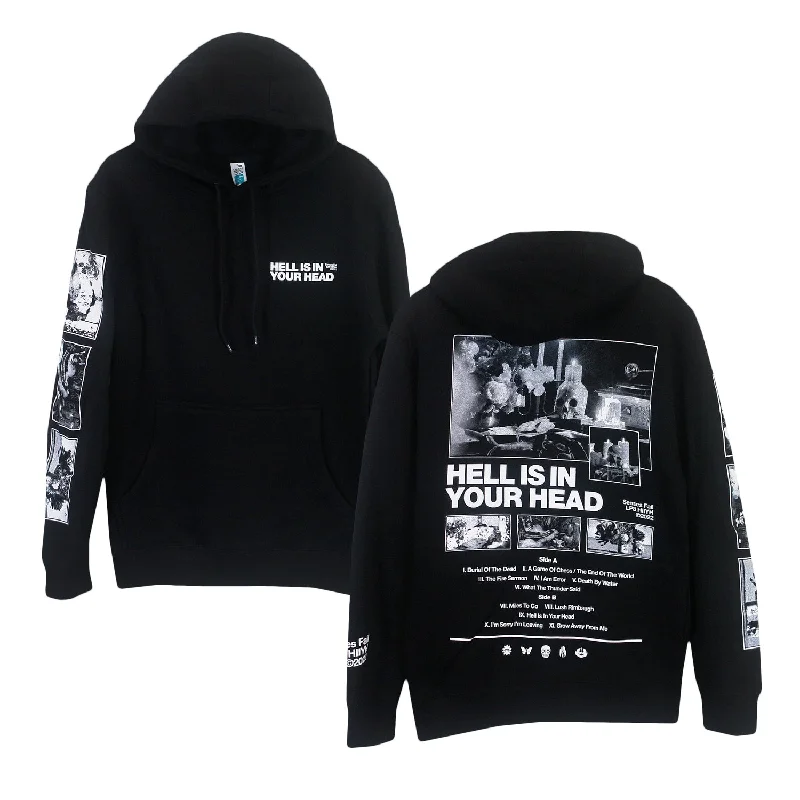 hoodie with subtle design -Hell Is In Your Head Black - Pullover