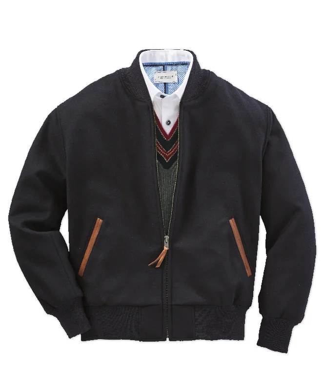 cozy parka jacket for women-Golden Bear Jackson Navy Wool Varsity Jacket