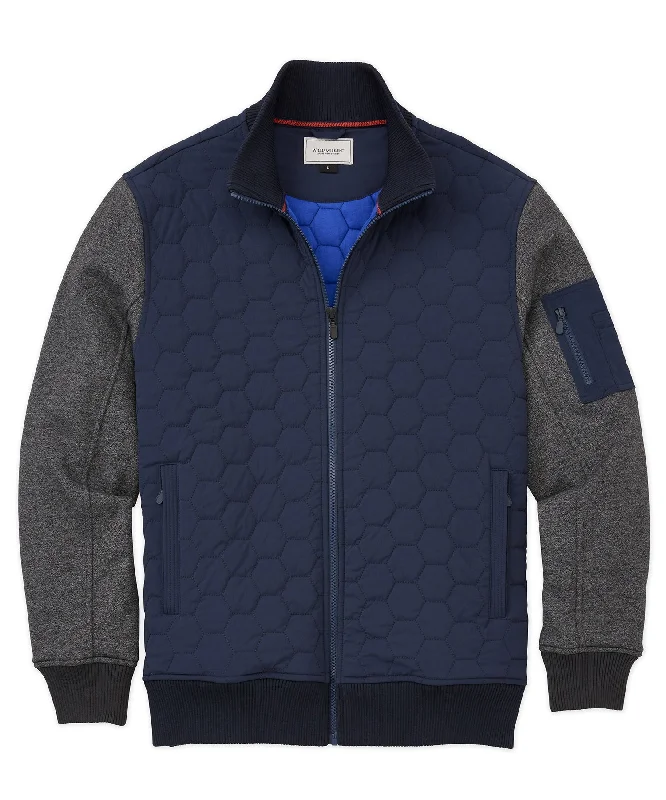 warm performance winter jacket-Hexagon-Quilted Full-Zip Bomber Jacket