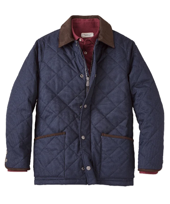 winter jacket for casual wear-Hart Schaffner Marx Quilted Riding Jacket with Sueded Trim