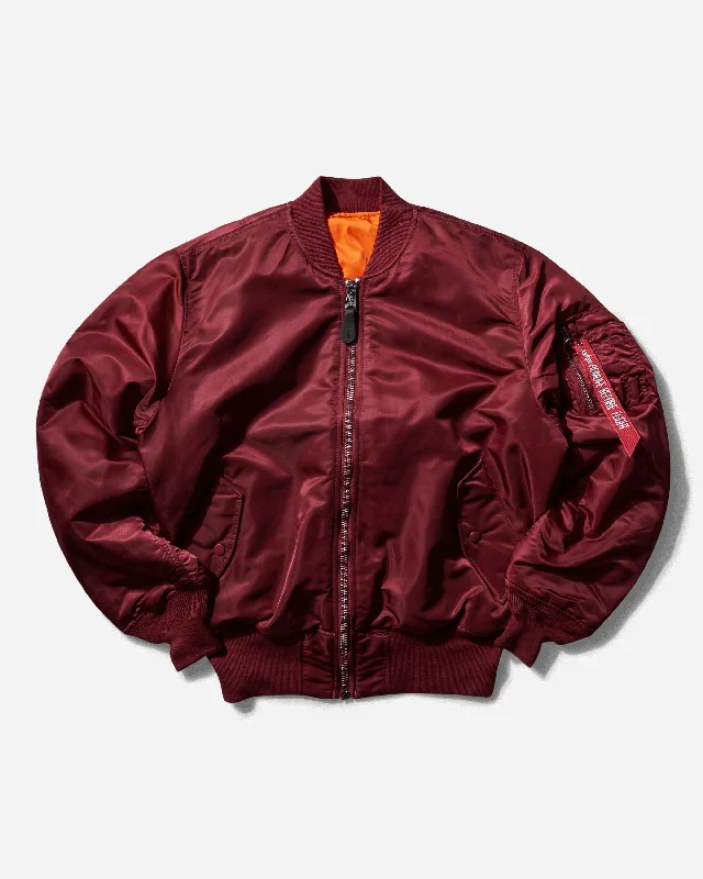 stylish padded coat for men-Men's MA-1 Bomber Jacket Burgundy