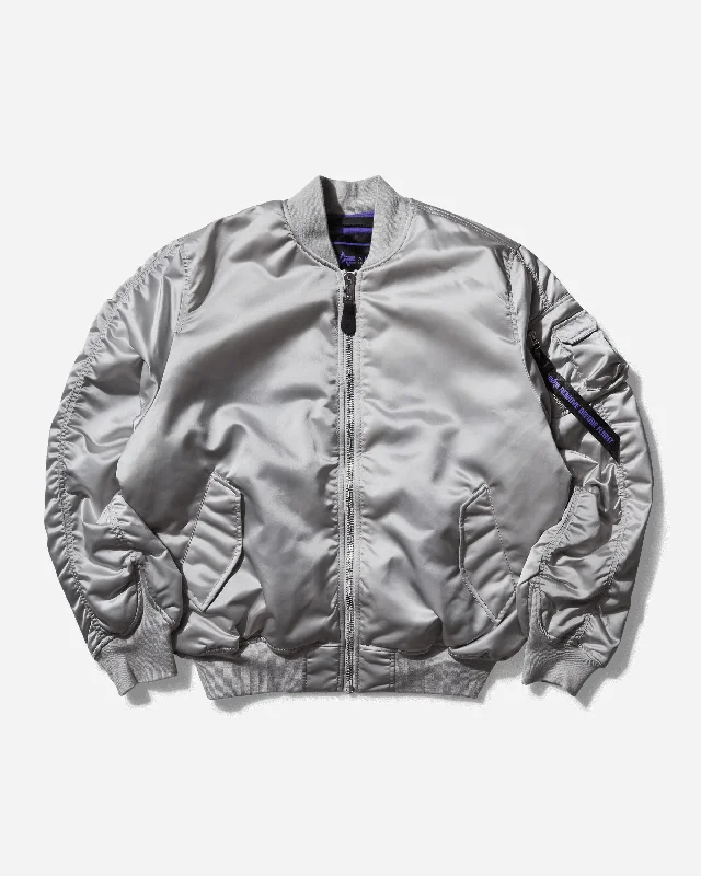 puffer jacket for rainy days-Men's UV MA-1 Bomber Jacket Pastel Grey