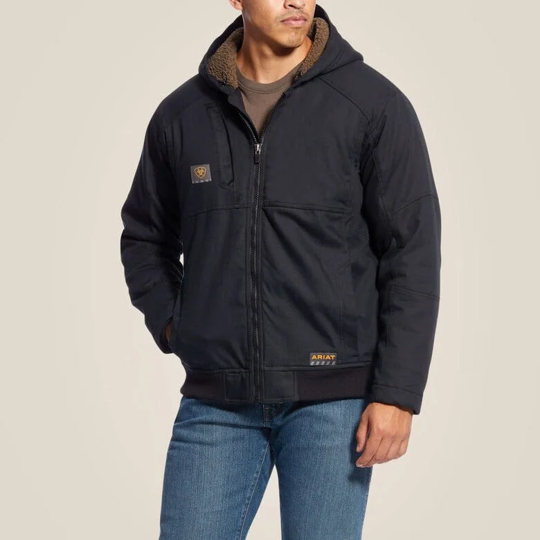 stylish winter coat for men-Ariat Men's Black Rebar DuraCanvas Jacket