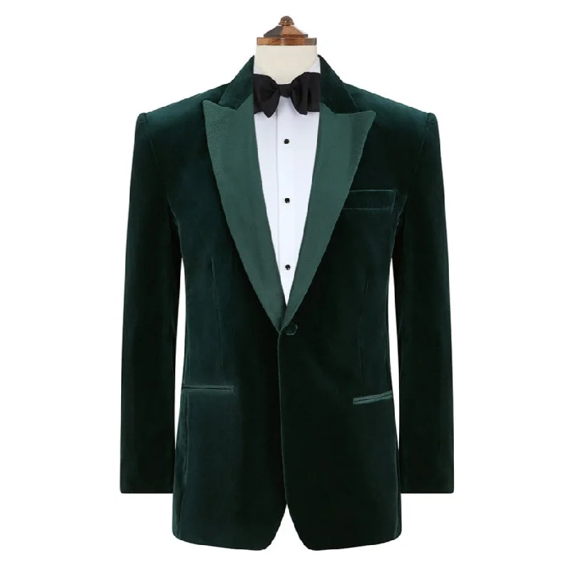 cold weather performance jacket-Bailey Bottle Green Velvet Jacket