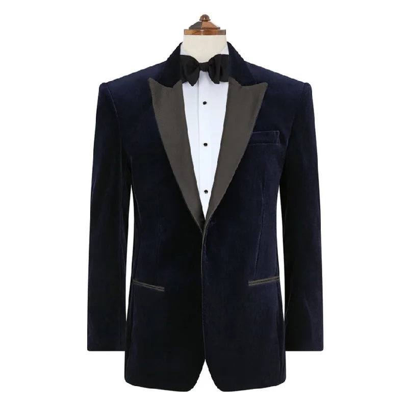 black stylish jacket for men-Bailey Navy Velvet Jacket