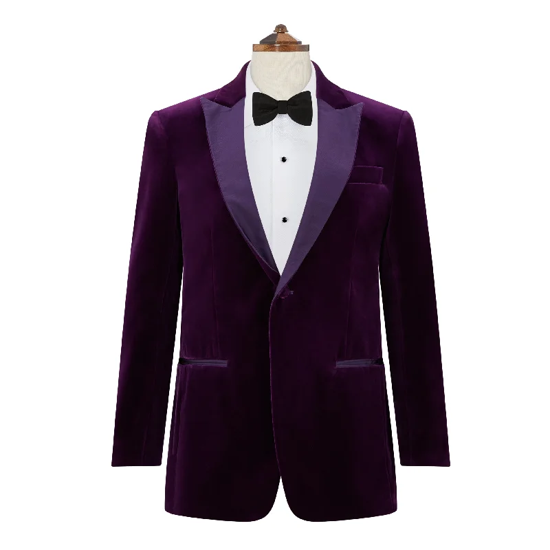 zip-up jacket for cool days-Bailey Purple Velvet Jacket