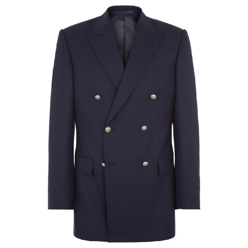 waterproof insulated jacket-Belgrave Navy Double Breasted Wool Blazer