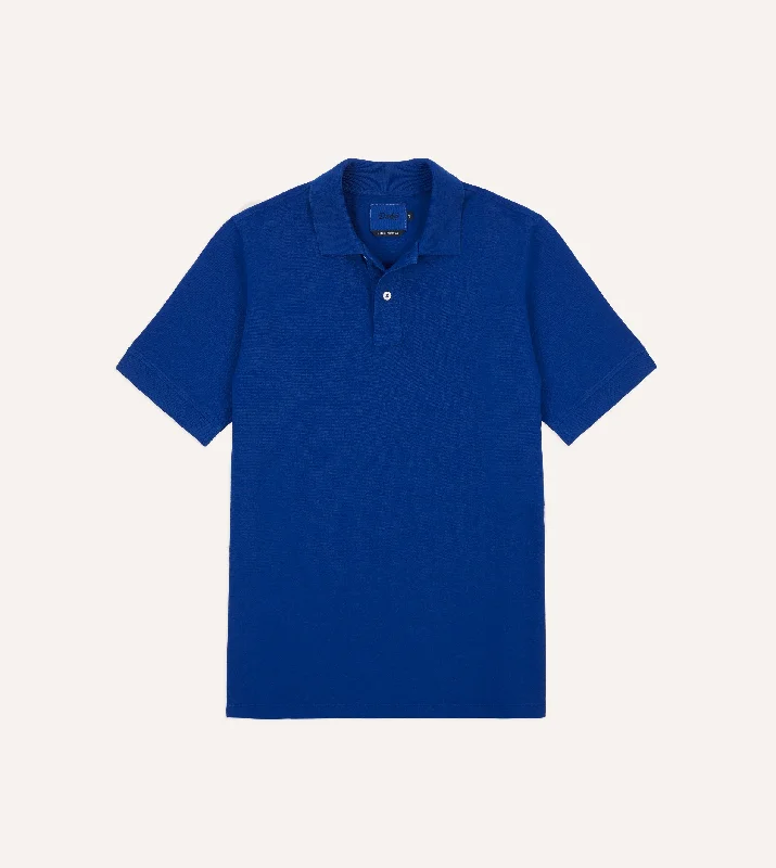 hoodie with bold graphics -Blue Piqué Cotton Polo Shirt