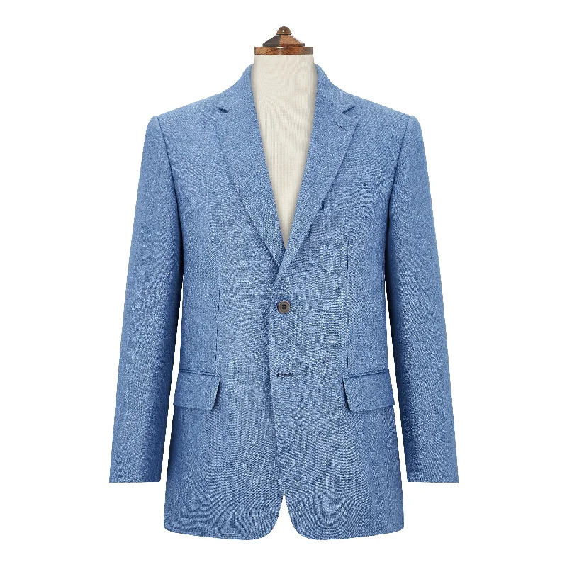 zippered insulated jacket-Burleigh Blue Double Faced Linen and Silk Jacket