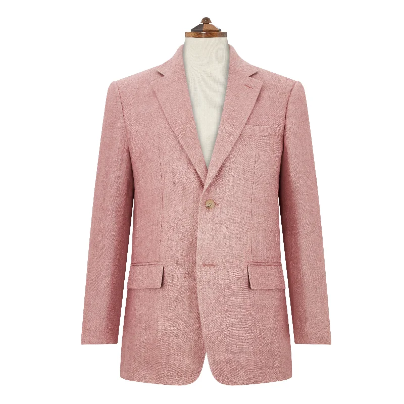 men’s padded cold weather jacket-Burleigh Pink Double Faced Linen and Silk Jacket