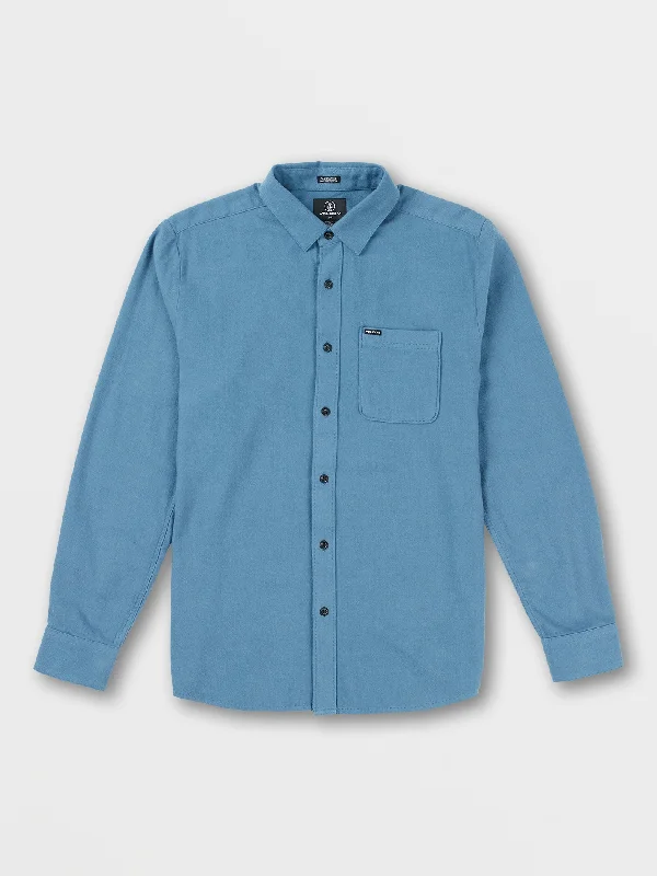 colorful short sleeve shirt for vacation -Caden Solid Long Sleeve Shirt - Slate Blue