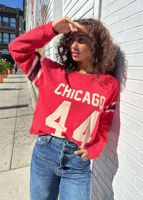 hoodie with sleek, modern cut -Chicago 44 Crop Crewneck - Red