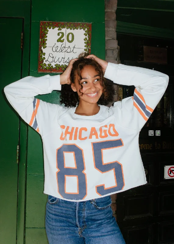 hoodie for keeping warm in fall -Chicago 85 Crop Crewneck - White