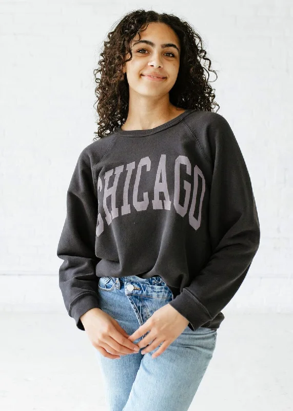 hoodie for everyday use -Chicago Classic Crew Sweatshirt - Vintage Black