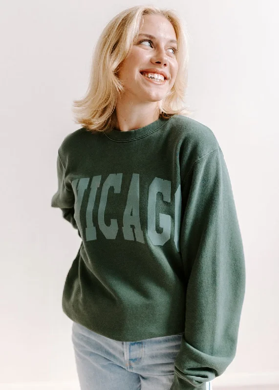 hoodie with contrasting colorblock -Chicago Collegiate Puff Sweatshirt - Alpine