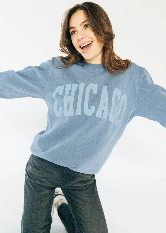 hoodie with subtle patterns -Chicago Collegiate Puff Sweatshirt - Slate Blue