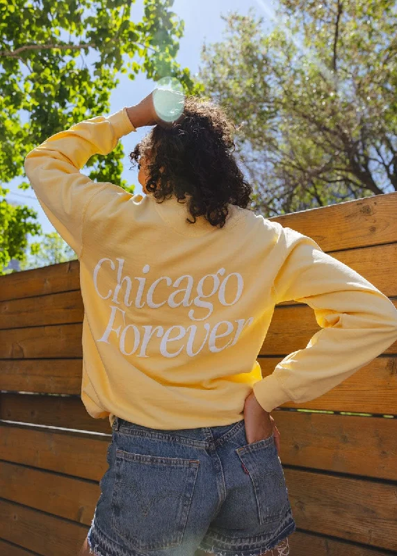 hoodie with a large hood -Chicago Forever! Garment-Dyed Sweatshirt - Butter