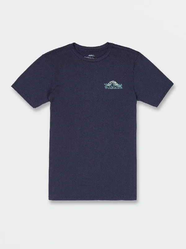 loose short sleeve cotton shirt -Chimney Short Sleeve Tee - Navy