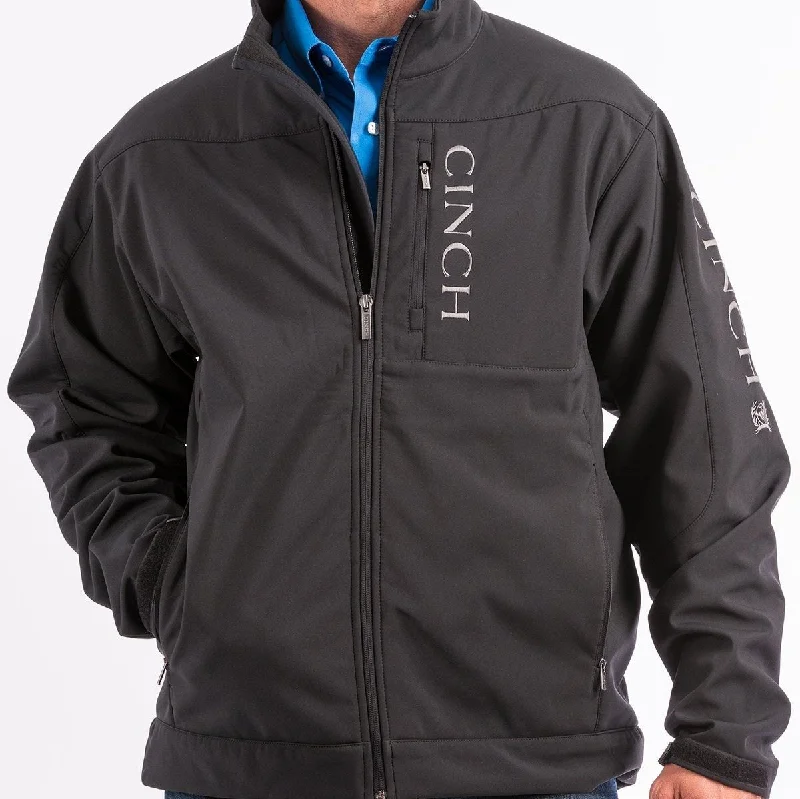 men’s padded cold weather jacket-Cinch Men's Logo Concealed Carry Bonded Jacket in Black