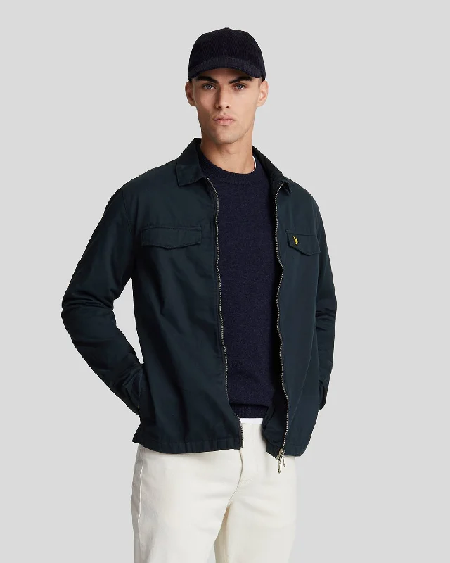 cozy fleece-lined jacket-Cotton Overshirt