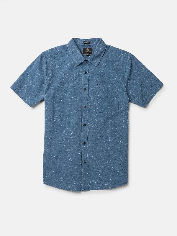 fashionable short sleeve shirt for everyday wear -Date Knight Short Sleeve Shirt - Stone Blue