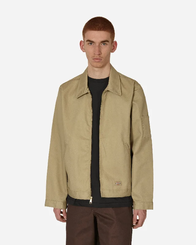 men’s slim parka jacket-Unlined Eisenhower Jacket Khaki