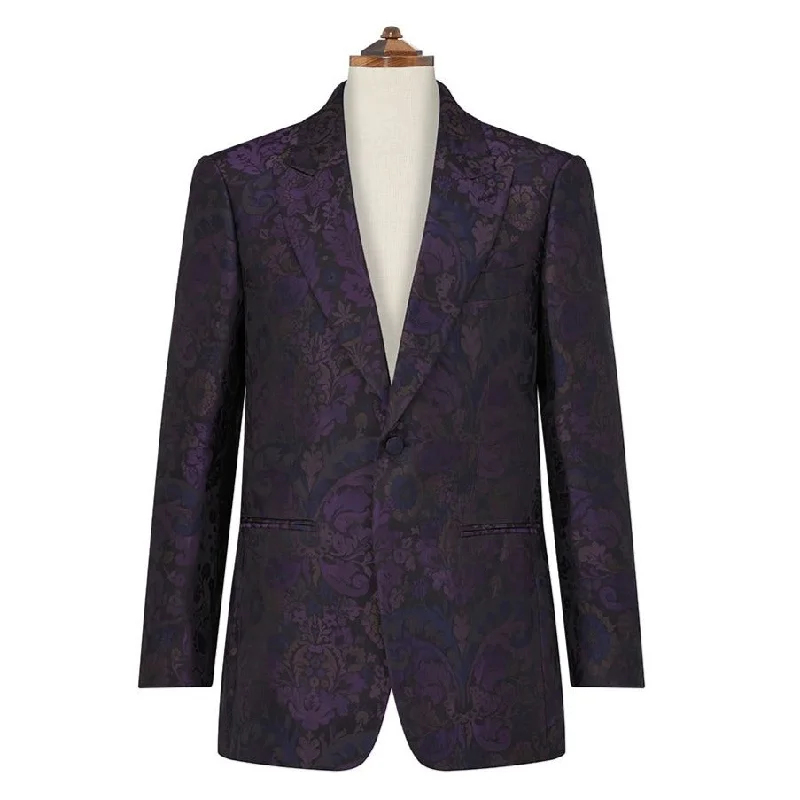 insulated jacket with hood-Drake Purple Jacquard Silk Dinner Jacket