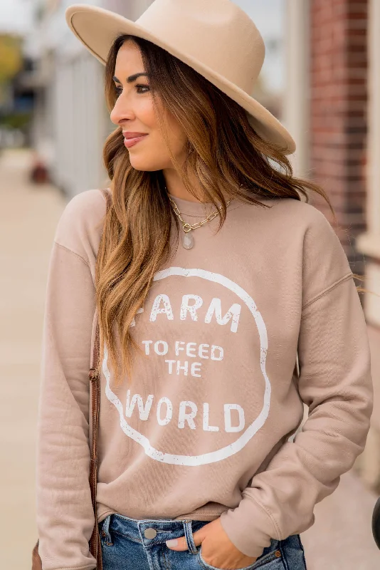 hoodie for busy lifestyle -Farm To Feed The World Graphic Crewneck