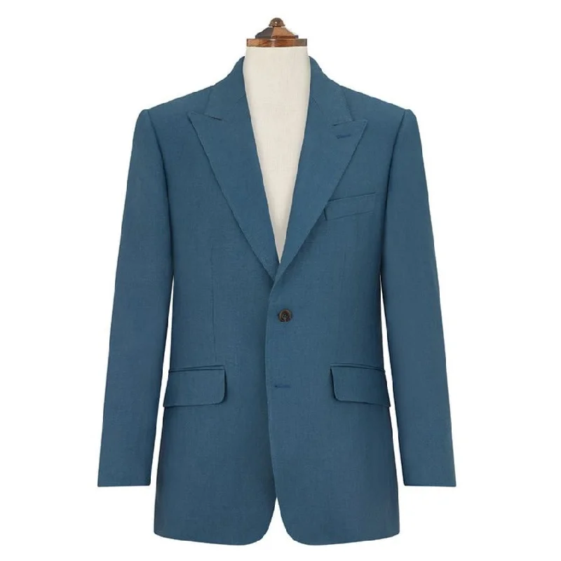 zip-up jacket for cool days-Faulkner Teal Hopsack Jacket