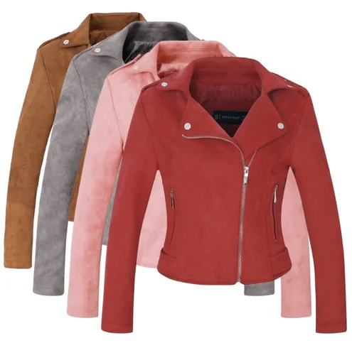 winter-ready jacket with hood-FAUX SUEDE BIKER JACKET