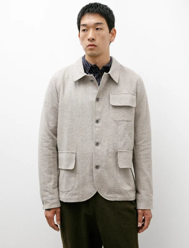 men’s heavy winter jacket-Natural Jacket Flax Cotton Grey