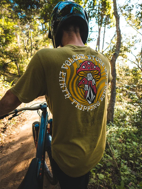 summer-ready graphic short sleeve t-shirt -Farm to Yarn Psychike Short Sleeve Tee - Old Mill