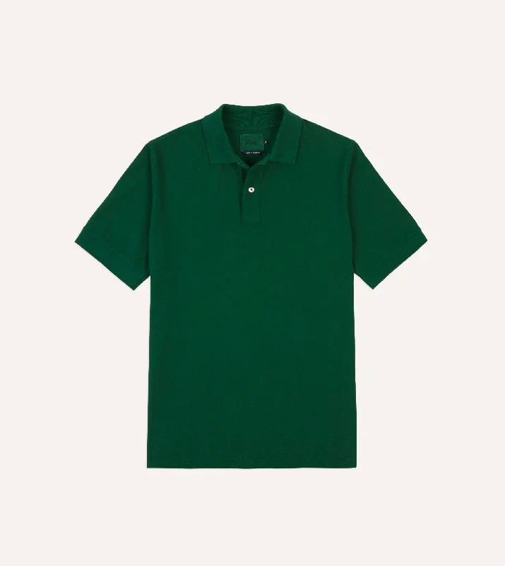 hoodie with color-blocking design -Green Piqué Cotton Polo Shirt