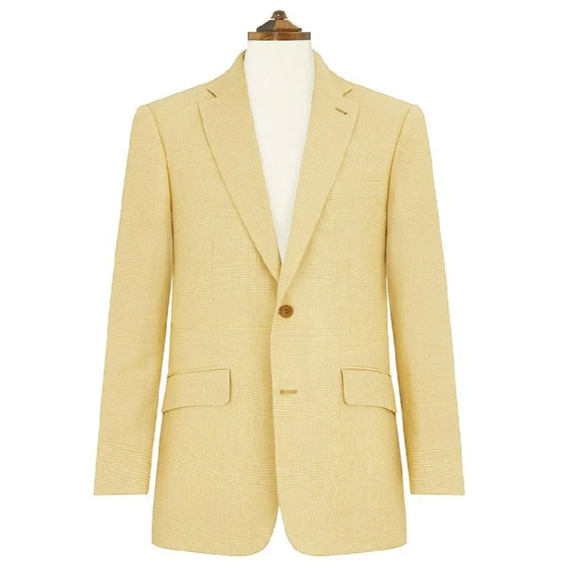 stylish padded coat for men-Gregory Pale Yellow Prince of Wales Check Jacket